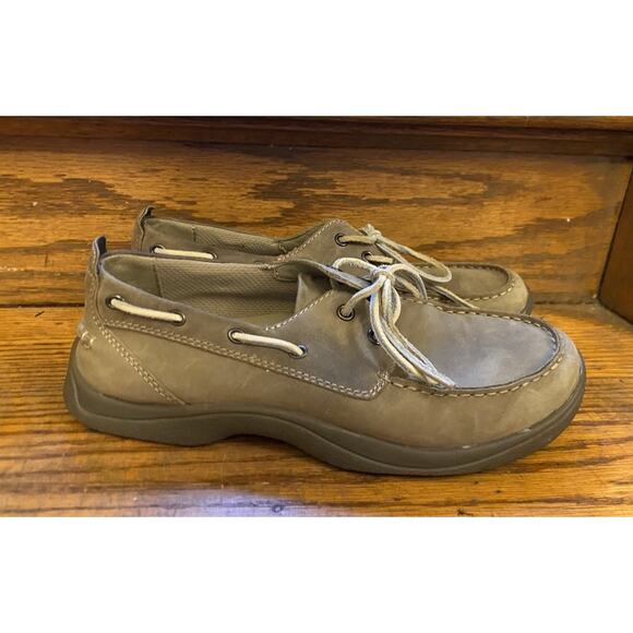 LL Bean Beige Suede Leather Flex Free Boat Shoes Women’s 9 - Picture 3 of 8
